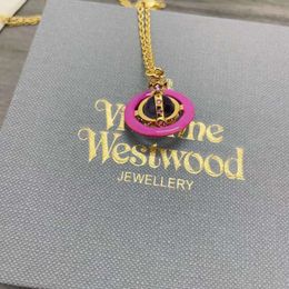 Designer Fashion Viviene Westwoods mpress Dowager 3d Enamel Planet Necklace Female Nana the Same High Fashion Necklace