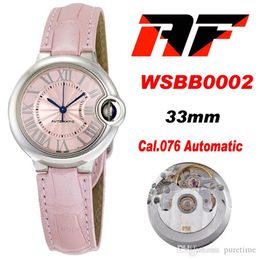 AF WSBB0002 33mm CAL 076 Automatic Womens Watch Pink Texture Dial Silver Roman Markers Leather Strap Super Edition 2021 Ladies Wat277g