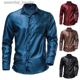 Men's Dress Shirts Men's Fashion Shirts Casual Long Sleeve Sparkle Male Vintage Shirt 70s Disco Nightclub Party Tuxedo Shirt L230921