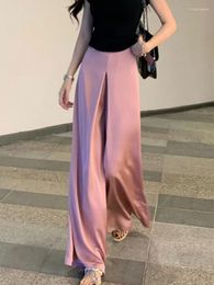 Women's Pants Wide-Leg Satin For Women Summer High Waist Loose And Slimming Draping Ice Silk Straight Casual Mopping Long Trousers