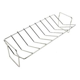 BBQ Tools Accessories Rib Rack Roasting Stand V Shape Barbecue Holder Grill Organizer Smoker For Picnic Camping 230920