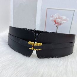 Fashion Classic women Designer Belts Womens Casual Smooth Buckle Luxury Belt Waistband Width 9.5cm real leather waist seal With Skirt Windbreaker