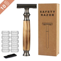 Electric Shavers HAWARD Safety Razor for Men Women Fits All Double Edge Razor Blades Eco Friendly Shaving Razor Made Of Bamboo Copper Zero Waste 230921