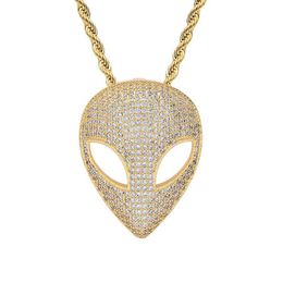 Hip Hop Claw Set CZ Stone Bling Iced Out Solid Alien Pendants Necklaces For Men Rapper Jewelry Drop Pendant311S