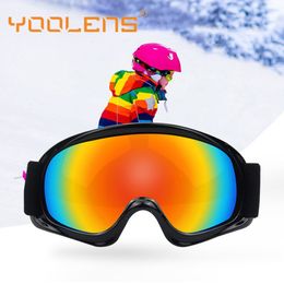 Ski Goggles YOOLENS Kids Snowboard For Children UV400 Double Layer Anti fog Boy Girl Spherical Lens Big Snow Outdoor Glasses 230921