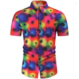 Men's Casual Shirts 3D Digital Print Short Sleeve Men Shirt Hawaiian Beach Easy Care Summer Quality Polyester Oversized 4XL Hip Hop Camisa