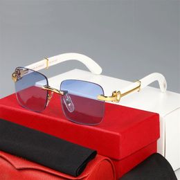 Blue Fashion Retro Sunglasses For Women Metal and Wood Bamboo Frame Brand Buffalo Horn Glasses Men Black Red Brown Clear Lens Come308q