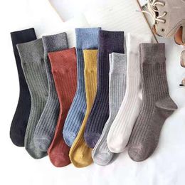 Women Socks 1 Pair Autumn Winter Fashion Cotton Knitted Solid Japan Style Cute Long Harajuku Vintage Streetwear