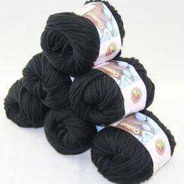 LOT of 6 BallsX50g Special Thick Worsted 100% Cotton Knitting Yarn Black 2215280b