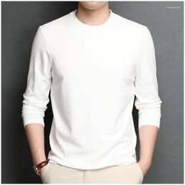 Men's T Shirts Solid Color Long Sleeve T-shirt Simple Crewneck Loose Top