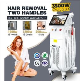 New technology 3500 Watts Hair removal laser Three wavelength 755 808 1064nm Diode Laser Machine double Handles for permanent Hair Removal beauty machine