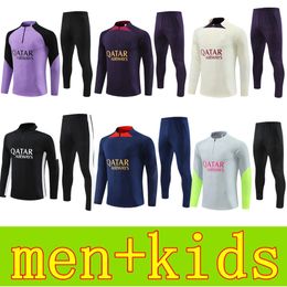 2023 24 Men+kids Tracksuits HAKIMI VERRATTI MBAPPE LEE KANG IN Jogging sets Soccer Sets 23 24 M.ASENSIO N.MENDES Tracksuits Running Sports Suit Football training