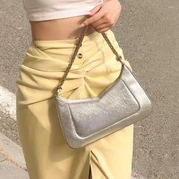 Evening Bags Light Luxury Leather One Shoulder Underarm Bag 2023 French Stick Advanced Sense Crossbody Handbag With 2 Chain Strap