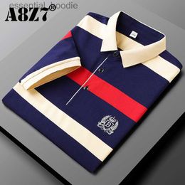 Men's Dress Shirts New Summer Men Classic Striped Mens Cotton Short-Sleeved Embroidered Business Casual Hot Shirt Male Dropshipping L230921