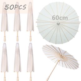 Umbrellas 153050100PCS Parasol 60cm Wedding Paper Umbrella Po Cosplay Prop White DIY for Bridal Baby Shower Party 230920