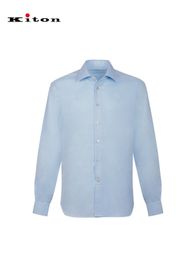 Mens Shirts Autumn kiton Cotton Blended Light Blue Long Sleeve Shirt