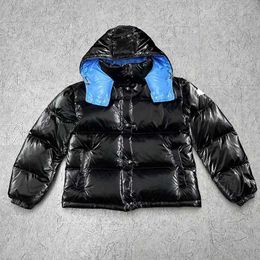 Men's Down Parkas Pearlescent Short Hooded Women Down Jacket Arm Badge puffer jacket Winter Warm coat Size 0--2 x0921