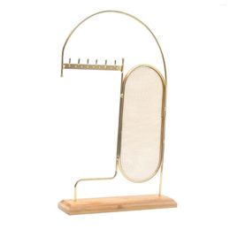 Jewellery Pouches Metal Organiser Stand With Wooden Base Large Storage Gift Hanging Holder For Earrings Showcase Countertop Women Tabletop