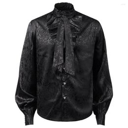 Men's Dress Shirts Mens Renaissance Mediaeval Steampunk Shiny Victorian Gothic Ruffle Tops Cosplay Vintage Men