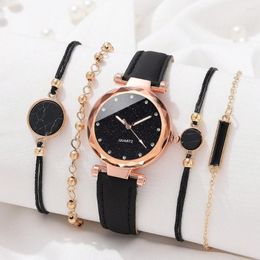 Wristwatches 5PCS Women Watch Fashion Elegant Alloy Colourful PU Leather Strap Wristwatch For Ladies Gift Quartz NO BOX