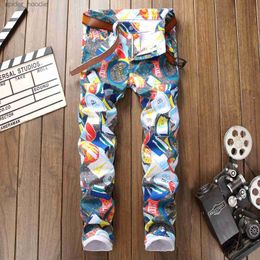 Men's Jeans New arrive men's slim stretch jeans high quality full print street fashion pants light luxury stylish sexy casual jeans men; L230921