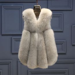 Womens Fur Faux Fur Womens Vests Winter Fur Coat Oversized Sleeveless Jacket Female Warm Vest Fashion Casual Artificial Fur Vest 230920
