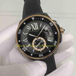 Real Po Mens With Original Box Watch Men's 42mm Black Dial Rubber Bracelet W2CA0004 Men Automatic Watches Sport Wristwatch259c