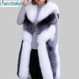 Women's Fur Faux Fur Lisa Colly Women Long Artifical Fox Fur Vest Women Winter Fashion Faux Fox Fur Vest Jacket Woman Warm Fake Fox Fur Coat Overcoat J230921