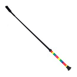 Whips Crops 1 piece Rainbow Horse Crops Colorful Riding Crops Horse Riding Whips Anti-slip Handle Crops Adult and Child Crops Double Slapper 230921