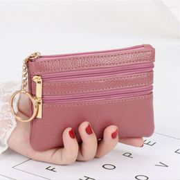 Wallets 2023 Fashion Women Wallet Clutch Three Zip Female Short Small Coin Purse Soft Mini Card Holder Money Bag