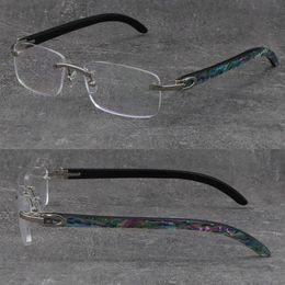 New Multicoloured Abalone Shell Inside Buffalo Horn Metal Rimless Frame Man Woman Square Optical C Decoration Frames Myopic Glasses339w