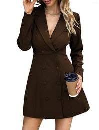 Women's Suits Elegant Long Sleeve Lapel Blazer Dress Work Office Formal Button Blazers Belt Waisted Suit