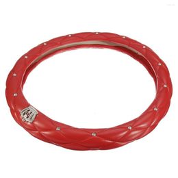 Steering Wheel Covers 38 Cm Diameter PU Leather Diamond Crystal Crown Styling Car Accessories Cover