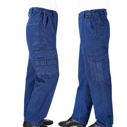 Men s Jeans Work Wear Tactical Cargo Pants Men Baggy Loose Wide Leg Travelling Trousers Multi Pockets Clothes 230921