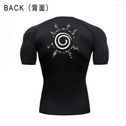 Men's T Shirts Anime Sports Short Sleeved Running T-Shirts Fitness Quick Drying Basketball Jersey Compression Shirt Elastic Tight Sport Men
