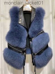 Women's Fur Faux Fur Autumn Faux Leather Fur Coats and Jackets Women High Quality 2023 Elegant Fluffy Jacket Vest Buckle Short Coat Luxury Outerwear J230921