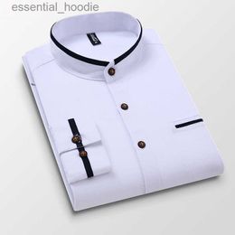 Men's Dress Shirts TFETTERS Autumn Long Sleeve Shirt Men Oversized Shirts Men Pocket Design Korean Style Stand-up Collar Slim Shirt Mens Clothing L230921