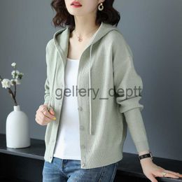 Women's Sweaters Spring Clothes Women 2023 Knitted Cardigan Korean Fashion Casual Long Sleeve Top Button Up Hooded Knitwears Sweater Coat J230921