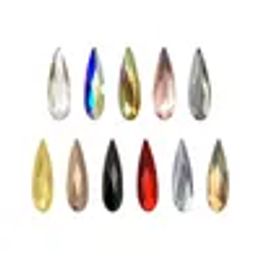 Nail Art Decorations 20PCS Flatback Long Droplet Shape Gem Rhinestones Flat Pixie Crystal Drop Diamonds 3D Manicure Decorative ZZ