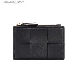 Money Clips Coin Purse Women's Sheepskin Braided Short New Small Wallet Multi-Card Position Document Bag Leather Fashion Small Card Holder Q230921