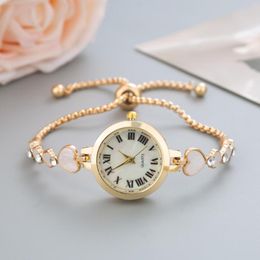 Wristwatches Women Diamond Watch Round Dial Bracelet Watches Alloy Ladies Band Quartz Wristwatch Female Clock Zegarek Damski