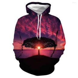 Men's Hoodies Hoodie Autumn Winter Fashion Hooded Sweatshirt 3D Printing Colours Trees Pocket Unisex Man Pullovers Mens Jacket