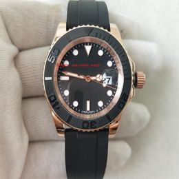 Top High Quality Wristwatches 40mm Black Dial 116655 Rose Gold Sapphire Rubber Bands bracelet Automatic Mens Watch Watches2257