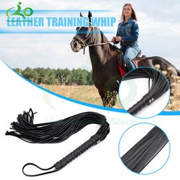 Whips Crops 68CM Genuine Leather Tassel Horse Whip With Handle Flogger Equestrian Whips Teaching Training Riding Whips Equestrian Equipment 230921