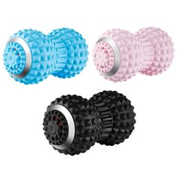 Portable electric vibrating Peanut massage Ball Yoga Fitness Myofascial Release pressure Silicone Massage Ball Body Roller Massager