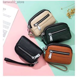 Money Clips Genuine Leather Clutch Wallet Bags Cowhide Short Hand Coin Purse Card Holder Key Lipstick Earphone Storage Pouch Case For Women Q230921