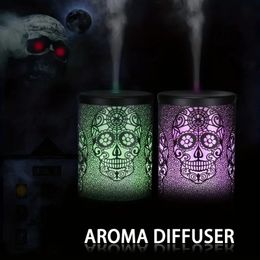 100ml/3.4oz 7 Colours Creative Skull Essential Oil Diffuser - Metal Aromatherapy Ultrasonic Cool Mist Humidifier with LED Mood Light and Waterless Auto-Off
