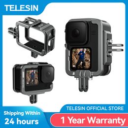 Other Camera Products TELESIN Aluminium Alloy Frame Case For GoPro 9 10 11 12 Double Clod Shoe Protective shell For GoPro Hero 9 10 11 Accessories 230920