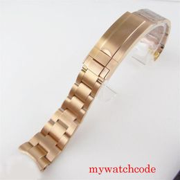 Watch Bands 20mm Width 904L Oyster Stainless Steel Bracelet Black PVD Gold Plated Deployment Buckle Wristwatch Parts Hele22229z