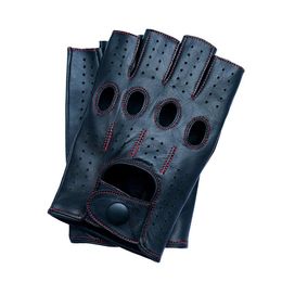 Five Fingers Gloves Free Delivery Mens Fingerless Half Finger Driving Fitness Motorcycle Cycling Unlined Goatskin Men Leather Mittens 230921